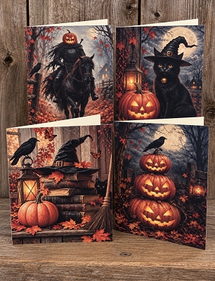 Halloween Handmade Set of 8 Greeting Christmas Cards & Envelopes Blank Inside 